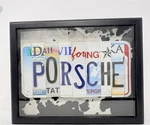 Vintage Porsche License Glass Framed Plate For Office Garage Man Cave. Fixed Price $119.00.