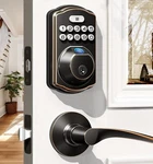 Veise Fingerprint Door Lock W/ 2 Lever Handles Keyless Entry - Oil Rubbed Bronze. Fixed Price $46.99.