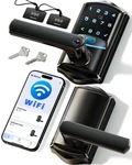 Veise VE029 Wifi Smart Lever Lock, Fingerprint Keyless Entry Door Matte Black. Fixed Price $178.36.