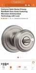 Kwikset Cameron Hall/closet And Bed/bath Door Knobs Satin Nickel. Fixed Price $85.00.