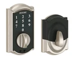 Schlage Touchscreen Deadbolt Camelot Escutcheon Satin Nickel. Fixed Price $140.07.