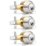 Probrico Brushed Satin Nickel Round Double Cylinder Deadbolt Lock, Keyed Both. Fixed Price $49.15.