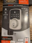 Defiant Hubspace Deadbolt Smart Wi-fi Electronic Single Cylinder, Satin Nickel. Fixed Price $59.99.