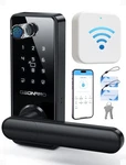 Geonfino Smart Door Lock For Backset Size 2-3/8" 2-3/4", Black With Handle. Fixed Price $138.99.