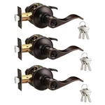 Gobrico Keyed-alike Oil Rubbed Bronze Entry Door Locks Wave Handle Lever Same. Fixed Price $103.76.