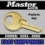 Master Padlock Replacement Key Cut To Your Code 3251 - 3500. Fixed Price $7.99.
