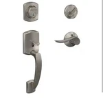 Schlage Greenwich Satin Nickel Single Cylinder Deadbolt W/ Sacramento Lever. Fixed Price $69.99.