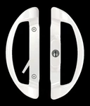 Sliding Glass Patio Door Handle Set Keyed Keystone Amesbury Truth Omega White. Fixed Price $14.95.
