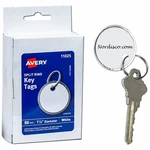 Avery 11025 Split Ring Key Tags, 1-1/4" Diameter, White, Metal Rim, Pack Of 50. Fixed Price $9.99.
