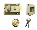 Yale Locks - 77 Traditional Nightlatch 60MM Backset Nickel Brass Finish Box. Fixed Price $61.95.
