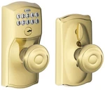 Schlage FE595-CAM-GEO Camelot Keypad Entry Brass. Fixed Price $179.09.