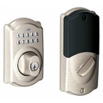 Schlage Electronic BE369NX Keyless Deadbolt Camelot Z-wave Brushed Nickel. Fixed Price $49.00.