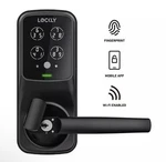 Lockly Smart Wifi Lever Latch W/ 3D Fingerprint, Keypad Mobile App Matte Black. Fixed Price $279.95.