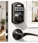 Veise Fingerprint Door Lock With 2 Lever Handles - Keyless Keypad,. Fixed Price $55.25.