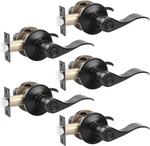 5-PACK Black Privacy Door Lever Set For Bathroom & Bedroom, Keyless Lock. Fixed Price $119.99.