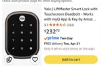 Yale Liftmaster Smart Lock With Touchscreen Deadbolt - Oil Rubbed Bronze. Fixed Price $125.00.
