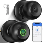 52HZ Fingerprint Door Knob With Lock, Smart For Bedroom Matte Black. Fixed Price $54.44.