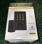 New Defiant Square Matte Black Electronic Single Cylinder Touchpad Deadbolt. Fixed Price $29.90.