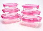Locknlock 6-PC Glass Rectangle Bakers,vented Lid,food Storage,light Pink, K97527. Fixed Price $39.95.