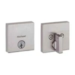 Kwikset Downtown Satin Nickel Low Profile Square Deadbolt Smartkey Lock. Fixed Price $19.99.