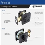 Brinks Contemporary Single Cylinder Deadbolt Matte Black Ansi Grade 3 Lock E2402. Fixed Price $8.99.