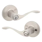 Kwikset Balboa Satin Nickel Keyed Entry Door Handle Featuring Smartkey Security. Fixed Price $41.74.
