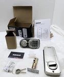 Keyless Electronic Deadbolt Door Lock, Brushed Silver, Battery Powered 52909A. Fixed Price $39.00.
