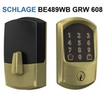 Schlage Encode Smart Wifi Deadbolt Greenwich Trim Satin Brass BE489WBGRW608. Fixed Price $233.46.