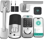 Smonet Smart Front Door Lock Handle Set Wifi Fingerprint Keyless Digital Keypad. Fixed Price $79.99.