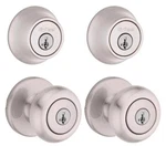 Kwikset Cove Satin Nickel Keyed Entry Knob & Deadbolt W/ Smartkey 92420-059. Fixed Price $45.00.