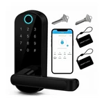 Fingerprint Smart Door Lock Handle, Touchscreen Keypad, Rfid Fob, Keys, Black. Fixed Price $38.00.