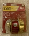 Ace Hardware Keyed One Side Deadbolt Antique Brass, Fast And Easy Install - New.. Fixed Price $16.72.