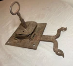 Antique 1700'S Handmade Wrought Iron Skeleton Key Locking Mech. Hardware. Fixed Price $339.99.