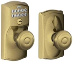 Schlage FE595-CAM-GEO Camelot Keypad Entry Brass. Fixed Price $179.09.