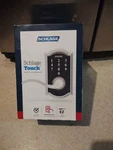 Camelot Satin Nickel Keyless Touchscreen Door Lock With Accent Handle. Fixed Price $150.00.
