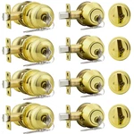 Probrico Door Knob And Single Cylinder Deadbolt Lock Set Polished Brass Front. Fixed Price $126.96.