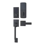 Amazon Basics Grade 3 Electronic Touchscreen Deadbolt Door Lock, Matte Black. Fixed Price $44.00.