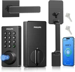 Philips Wi-fi Smart Lock Handle Keyless Entry Keypad Door Matte Black. Fixed Price $99.99.