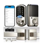 Veise Fingerprint Smart Locks For Front Door With 2 Lever Handle Set, App Con.... Fixed Price $125.07.