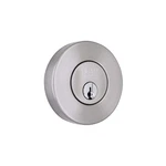 Home Decorators Round Satin Nickel Single Cylinder Deadbolt W/ Dual Keyway. Fixed Price $19.95.