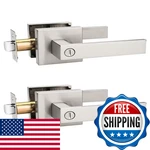 Tinewa 2 Pack Privacy Square Brushed Nickel Door Handle Interior Keyless. Fixed Price $55.87.