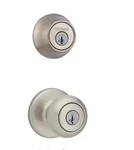 Kwikset Cove Keyed Entry Door Knob Deadbolt Combo Nickel Smart Round Loc. Fixed Price $30.00.