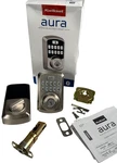 Kwikset Aura Satin Nickel Single Cylinder Electronic Bluetooth Keypad Smart Lock. Fixed Price $26.99.