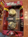 Kwikset Polished Brass Double Cylinder Deadbolt Featuring Smartkey Security. Fixed Price $11.00.
