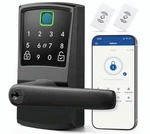 Nyboer Fingerprint Keypad Smart Door Lock W/ Handle Matte Black. Fixed Price $69.99.