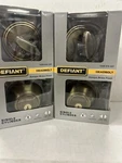 New Defiant Single Cylinder Antique Brass Residential Deadbolt Set Of (3). Fixed Price $20.50.