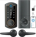 Sohoteco Smart Keyless Entry Door Lock With Handle Set Fingerprint Built-in Wifi. Fixed Price $109.99.