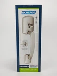 Schlage Greenwich Satin Nickel Entry Door Handle W/ Int. Sacramento Lever. Fixed Price $74.95.