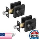 Matte Black Square Deadbolt Lock 2 Pack, Keyed Alike Single Cylinder, High Secur. Fixed Price $75.61.