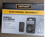 Defiant Electric Deadbolt Single Cylinder 1007-756-867 Matte W/4 Aa Batteri (S3). Fixed Price $49.99.
